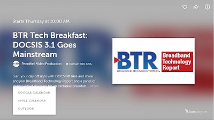 Live Stream our DOCSIS 3.1 Breakfast at Expo