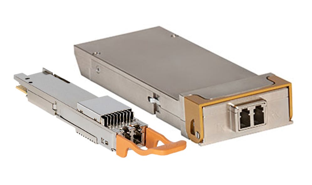 Acacia Communications&apos; 100G DWDM transceiver comes in a QSFP-DD form factor (left), while the bidirectional module is in a CFP2-DCO format.