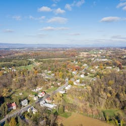 Aerial photo of farmland surrounding Shippensburg, Pennsylvania.
