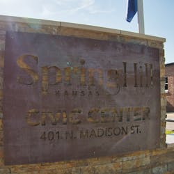 Spring Hill Civic Center sign in Spring Hill, Kansas.