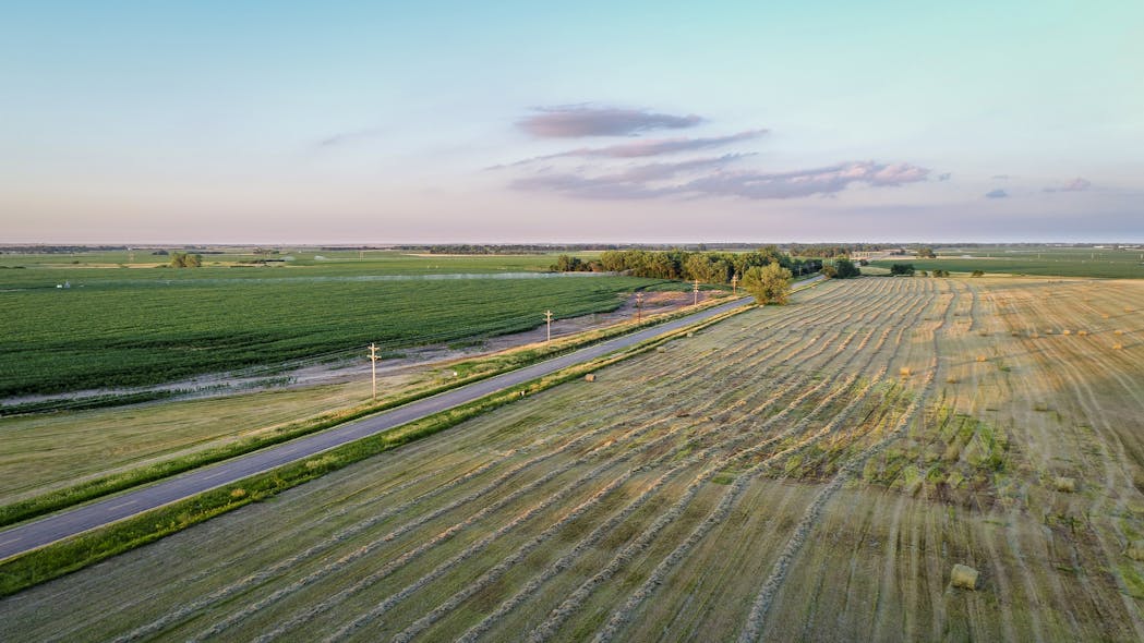 Rural Nebraska landscape - Aerial view