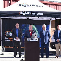 Ritter Communications was announced as the City of Jonesboro&rsquo;s official broadband partner and will bring its RightFiber services to residents throughout the city. Pictured (left to right): Bill Campbell, Director of Communications City of Jonesboro; Mayor Harold Copenhaver, City of Jonesboro, Alan Morse, CEO Ritter Communications; Jeff Chapman, Senior Vice President/GM RightFiber by Ritter Communications