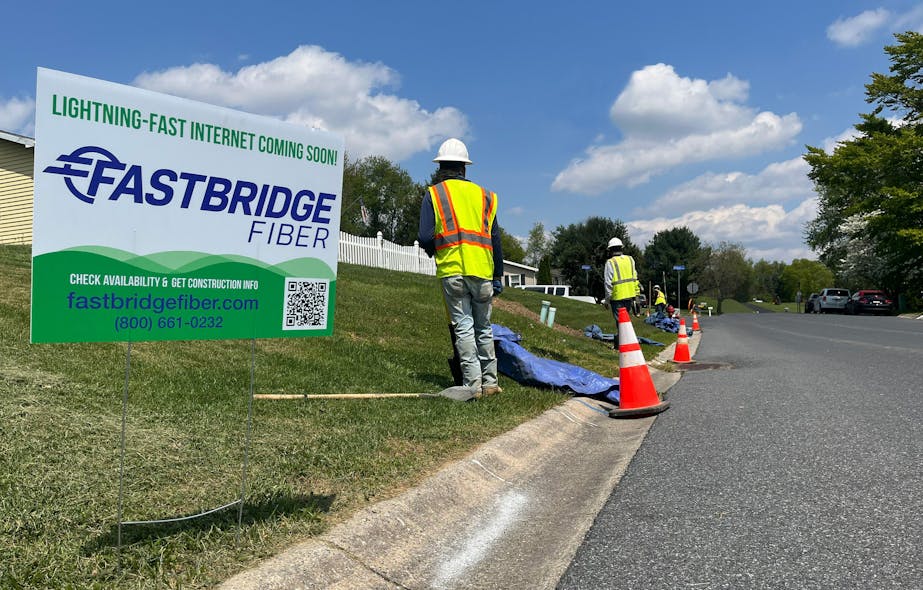 FastBridge Fiber crew marks construction of the company&apos;s 100% fiber-optic network in Pennsylvania.